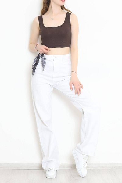 geenz manifacture Blugi Jaba albi cu talie super inalta Pantaloni Palazzo