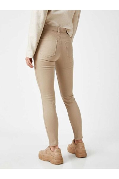 geenz manifacture Delux Beige High Waist Skinny Leg Skinny Lycra Jeans Pantalon