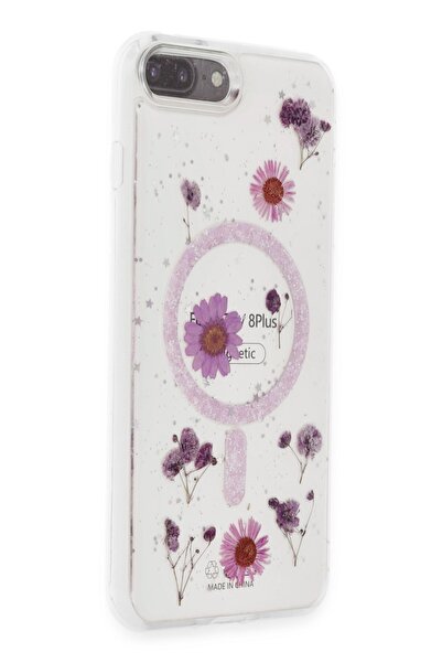 Hatreds iPhone 8 Plus Uyumlu Simli Çiçekli Eşsiz Tasarım A+ Kalite Silikon Ka...