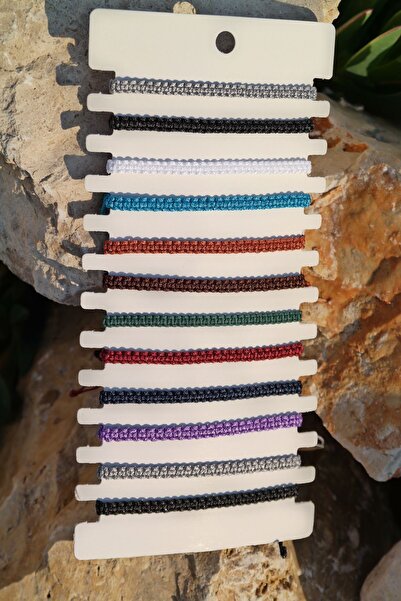 maycollection Siyah Beyaz Gri Yeşil Bordo Farklı Renklerde Paraşüt İp Makrome...