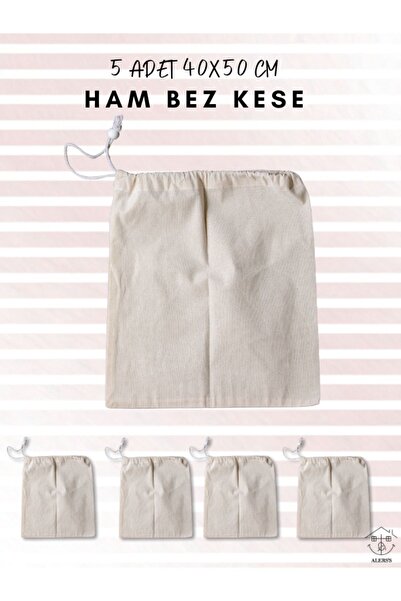 ALERSS 40x50 Cm 5 Adet Hambez Kese - Kiloluk Bakliyat Saklama Torbası Meyve S...