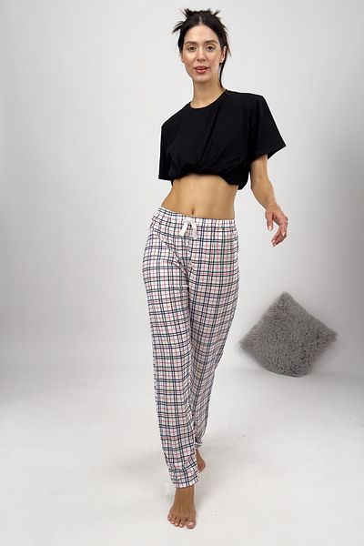 Betimoda White Square - Women's Pajama Bottoms, Ribbon and Red Stripe