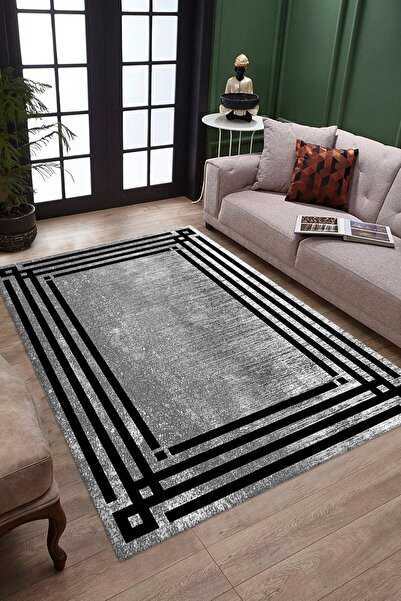 DEKOMOD Dekoratif Dijital Baskılı Kaymaz Taban Yıkanabilir Tüylenmez Kadife Kumaş Halı