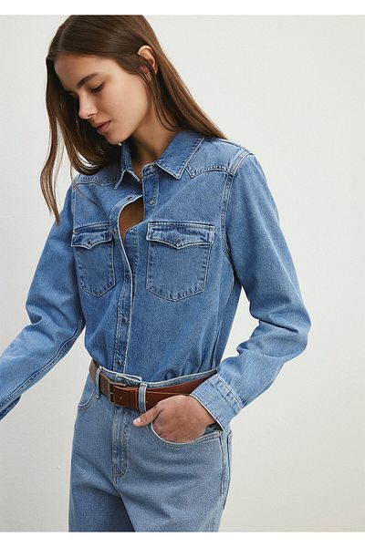 Mavi Gabriela Classic Denim Vintage Indigo Blue Jean Cămașă cu croiala mulata/mutat1210794-87200