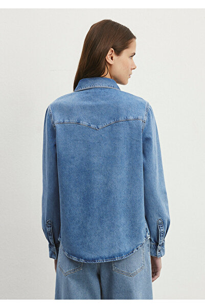 Mavi Gabriela Classic Denim Vintage İndigo Mavisi Jean Gömlek Fitted / Vücuda Oturan Kesim 1210794-87200