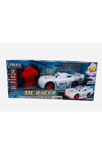 Brother Toys سيارة شرطة كاملة الوظائف مع جهاز تحكم عن بعد باللون الأبيض
