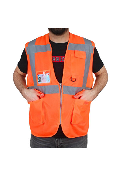 Starline Cepli Ikaz Yeleği Fosforlu Reflektörlü Turuncu Görevli Işçi Güvenlik...