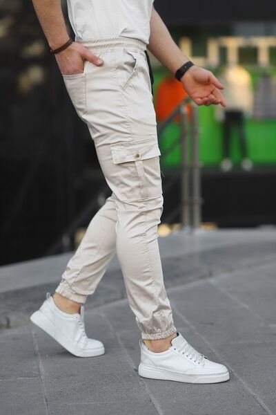 comstar Pantaloni pentru bărbați, slim fit, cu buzunar cargo, cu talie elastică și picior