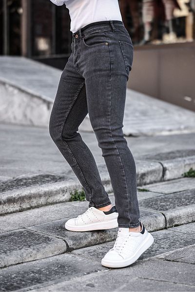 comstar Ανδρικό Slim Fit Ψηλόμεσο Στενό Παντελόνι Καπνιστό Τζιν
