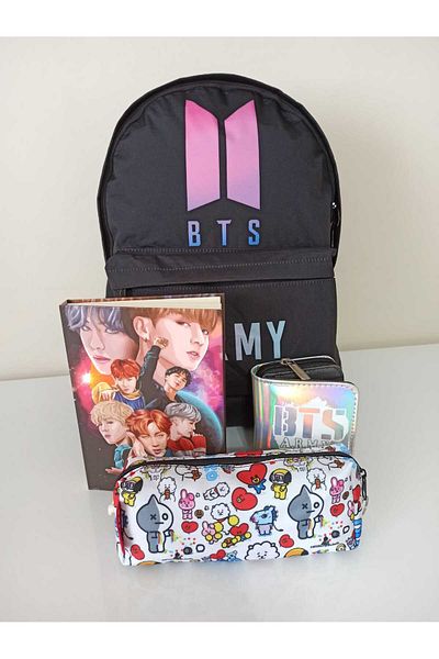Alanç Gift Σχολικό Σετ BTS - Σακίδιο πλάτης, Ελαστικό Σημειωματάριο, Μολυβοθήκη και Πορτοφόλι