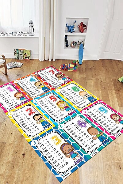 EY HOME Çarpım Tablosu Temalı Yıkanabilir Eğitici Çocuk Odası Oyun Halısı