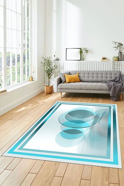 EY HOME Çerçeve Desen Dijital Baskılı Kaymaz Taban Yıkanabilir Yolluk Mutfak Salon Halısı