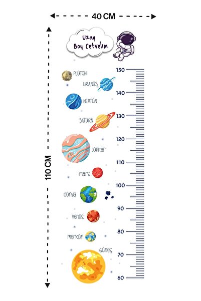 Pi Papers Boy Cetveli - Duvarda Iz Bırakmaz, Yapışkansız Tutunma Özellikli Akıllı Kağıt Sticker (uzay Temalı)