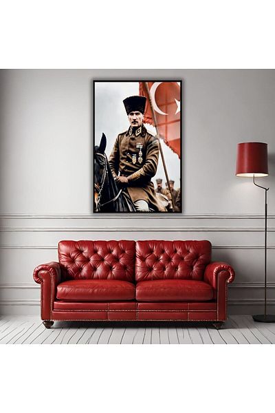 GAAGART Masă din sticlă temperată cu cadru metalic Uniforma Ataturk Image