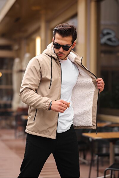 comstar Чоловічий водонепроникний плащ з капюшоном, кишенями та підкладкою з хутра