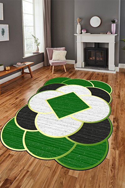 EY HOME Digital Printed Non-Slip Base Washable Hubbed Laser Cut Kitchen Living Room Carpet