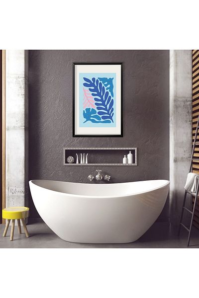GAAGART Masa de baie MDF cu un singur cadru laminat din lemn Blue Seaweed