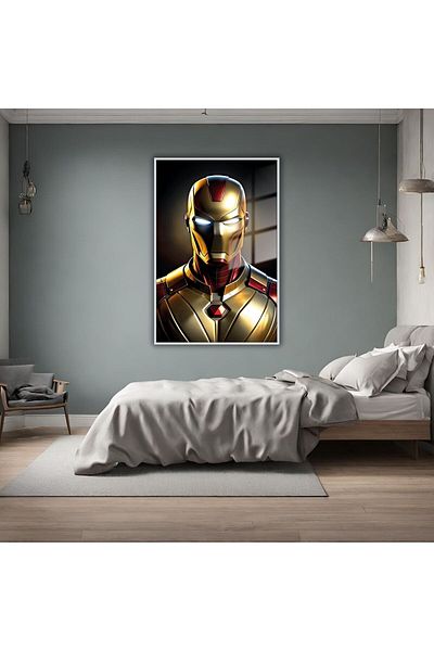 GAAGART Cadru metalic din sticlă temperată Film Personaj Iron Man