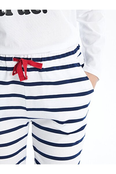 LC Waikiki Gestreifte Jogger-Pyjamahose für Damen – elastische Taille