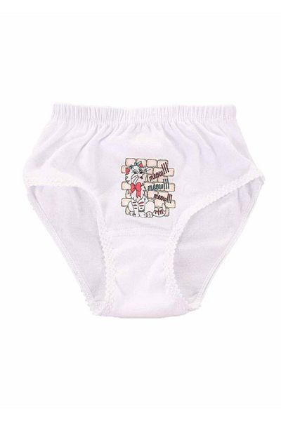 Tutku Girl's White Printed Bato Panties 822 7-8 Years