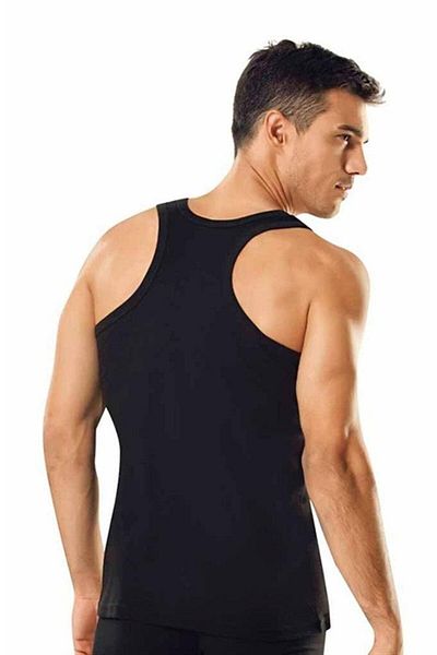 Tutku 10 Pieces Black Color Ribbed Athlete Undershirt