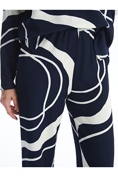 LC Waikiki Mintás széles szárú - elasztikus derékú női nadrág