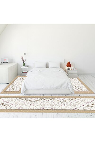 EY HOME Digital Printed Non-Slip Base Washable Marble Pattern Three-Piece Bed...