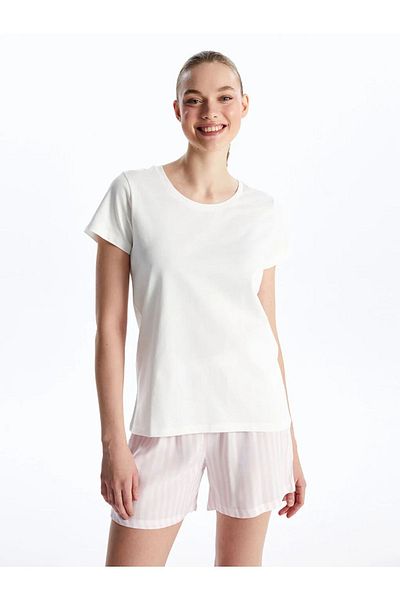LC Waikiki LCW ECO Crew Neck Striped Short Sleeve Women's Shorts Pajamas Set