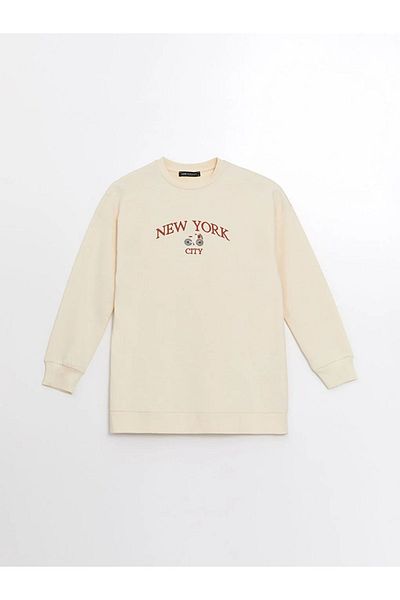 LC Waikiki LCW Modest - Γυναικείο φούτερ με λαιμόκοψη με λεπτομέρεια κεντήματος