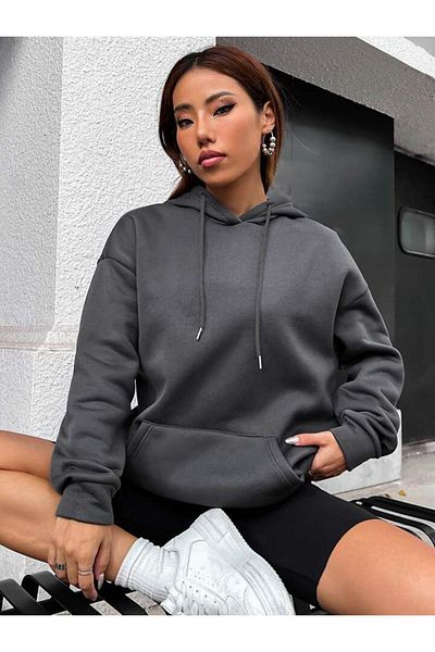 NOFLEN Unisex Intense Feelings εμπριμέ υπερμεγέθη βαμβακερή χειμερινή φούτερ με κουκούλα