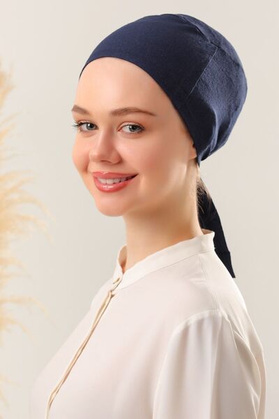 Melodi Scarf Boneta din bumbac pieptănat fără sudură bleumarin