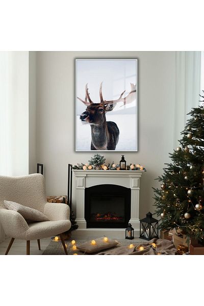 GAAGART Masă din sticlă temperată cu cadru metalic Deer în primer plan