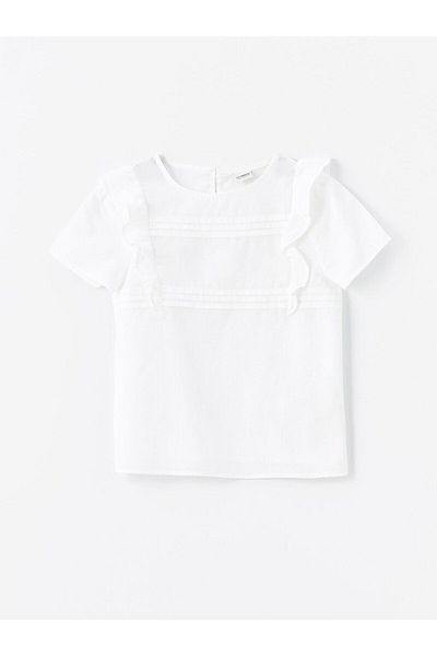 LC Waikiki LCW Mädchenbluse mit Rundhalsausschnitt und kurzen Ärmeln