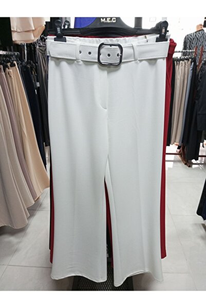 AKŞEN GİYİM Ύφασμα Lycra Scuba Crepe - Γυναικείο παντελόνι Palazzo, με ζώνη