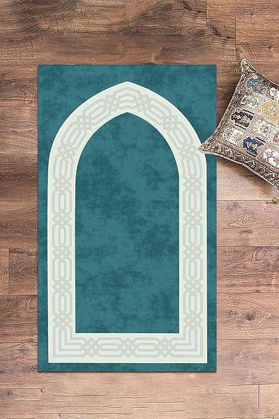 EY HOME Digital Printed Washable Simple Stylish Prayer Prayer Rug 70x130 Cm, Prayer Rug-10-blue,