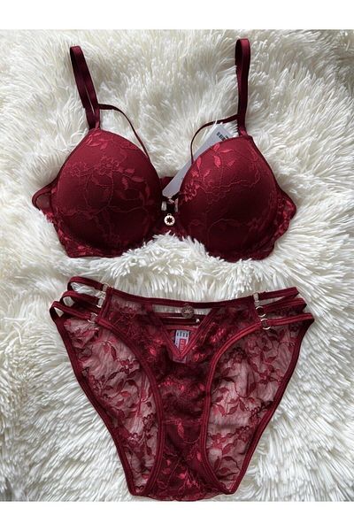 Le Jardin Set sutien căptușit de culoare Burgundy