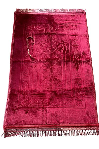 Hicaz hac ve umre Plush Prayer Mat and Prayer Beads - Gift Set