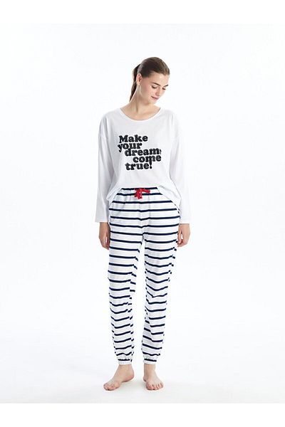 LC Waikiki Pantaloni de pijama Jogger cu dungi pentru damă - Talie elastică