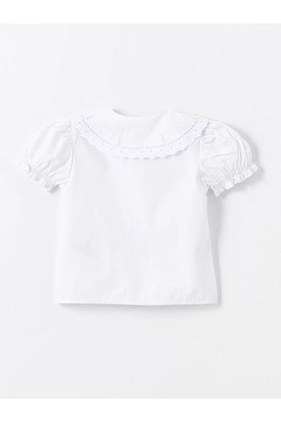 LC Waikiki LCW Baby - Košile s krátkým rukávem pro miminko s vyšívaným límečkem pro holčičku
