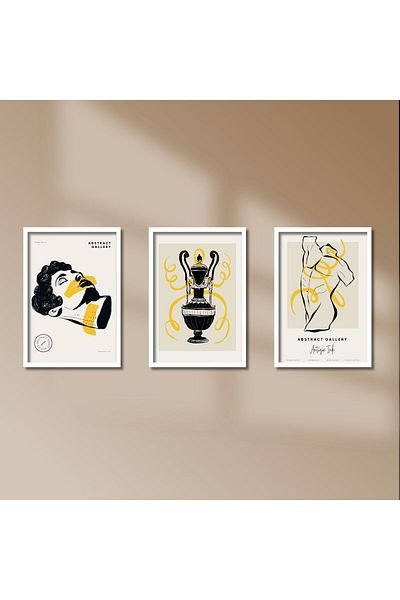 GAAGART Masa MDF din 3 piese din lemn laminat cu rama Sculptura antică masculină