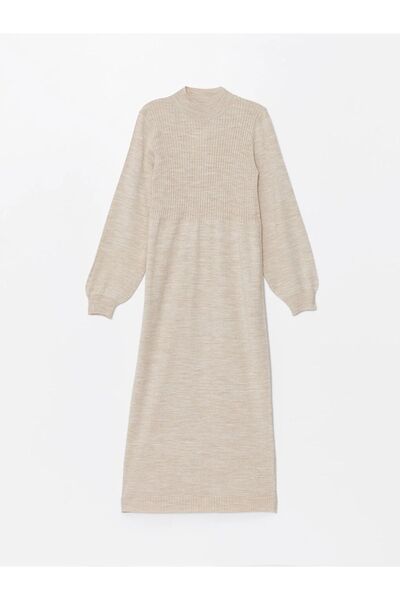 LC Waikiki LCW Modest - Half Turtleneck Women's Knitwear Dress, Solid Long Sleeve