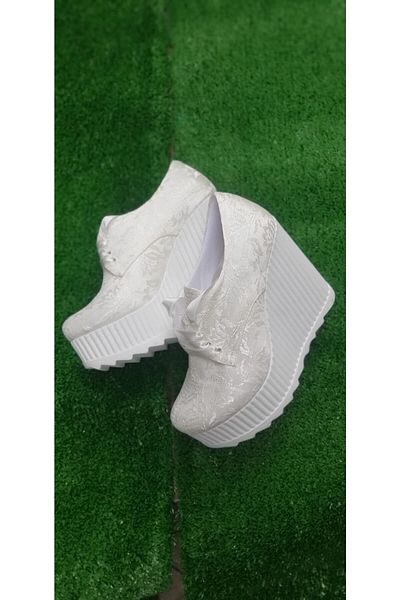 Berush Bride 500 Çınar Plain Wedge Heeled Wedding Dress Shoes