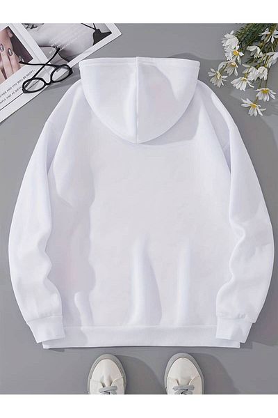 NOFLEN Unisex Λευκό Malibu εμπριμέ φούτερ με κουκούλα