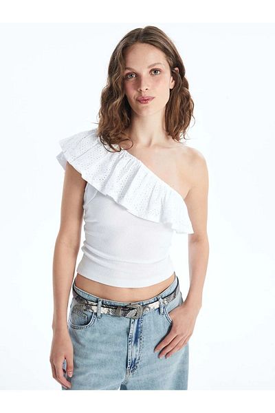LC Waikiki One-Shoulder-Bluse mit Muster für Damen - LCW Vision