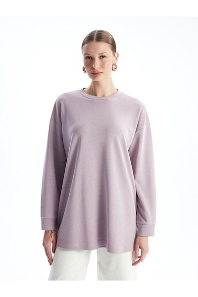LC Waikiki LCW Crew Neck Plain Oversize Women's Sweatshirt Tunic