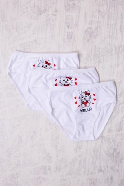 Gümüş İç Giyim Ασημί 3 τεμαχίων για κορίτσια Hello Kitty με σχέδια
