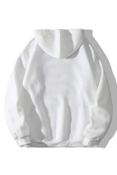 NOFLEN Hanorac cu glugă supradimensionat, unisex, alb, imprimat Happiest