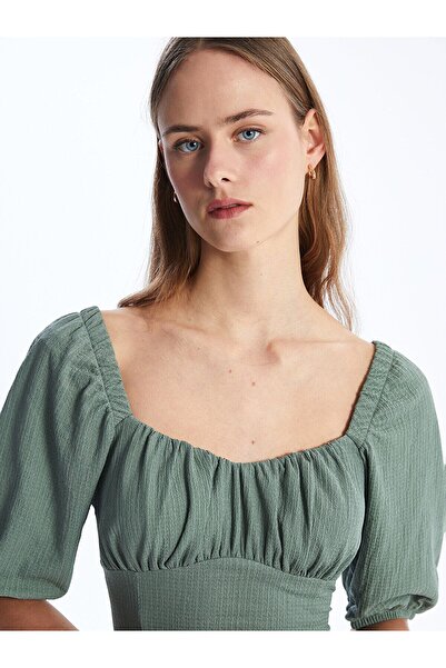 LC Waikiki Női szív galléros egyenes ruha