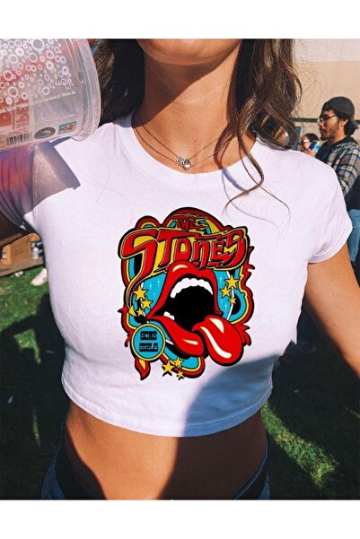 1blood رولينج ستونز منقوشة بأكمام قصيرة