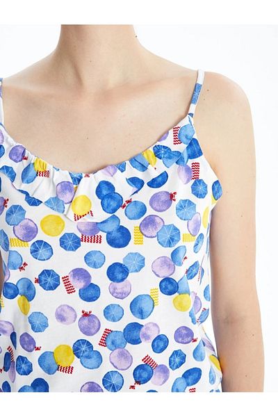 LC Waikiki LCW Salopetă de pijama pentru femei, cu decolteu în V, cu bretele